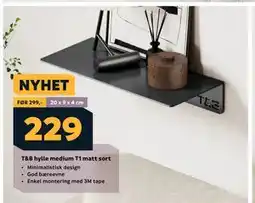 Megaflis T&B hylle medium T1 matt sort tilbud