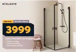 Megaflis Celeste Wakefield rett dusjhjørne sort tilbud