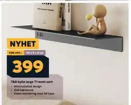 Megaflis T&B hylle large T1 matt sort tilbud