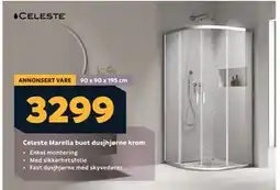 Megaflis Celeste Marella buet dusjhjørne krom tilbud
