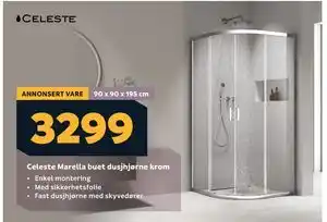 Megaflis Celeste Marella buet dusjhjørne krom tilbud