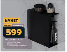 Megaflis T&B hylle T3 matt sort tilbud