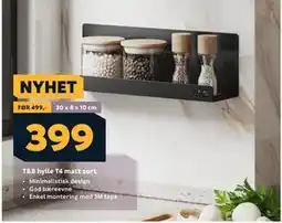 Megaflis T&B hylle T4 matt sort tilbud