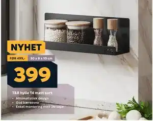 Megaflis T&B hylle T4 matt sort tilbud