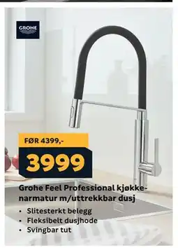 Megaflis Grohe Feel Professional kjøkkenarmatur m/uttrekkbar dusj tilbud