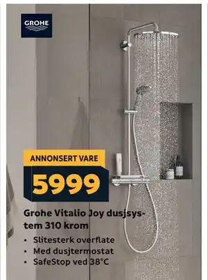 Megaflis Grohe Vitalio Joy dusjsystem 310 krom tilbud