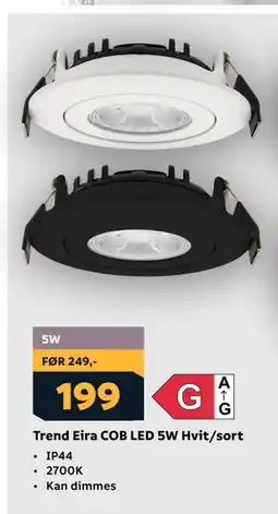 Megaflis Trend Eira COB LED 5W Hvit/sort tilbud