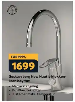 Megaflis Gustavsberg New Nautic kjøkkenkran høy tut tilbud