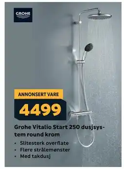 Megaflis Grohe Vitalio Start 250 dusjsystem round krom tilbud