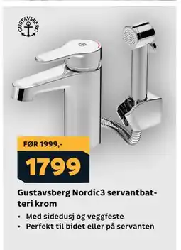 Megaflis Gustavsberg Nordic3 servantbatteri krom tilbud