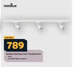 Megaflis Nordlux Link Frøya 3-kit + 1m skinne hvit tilbud