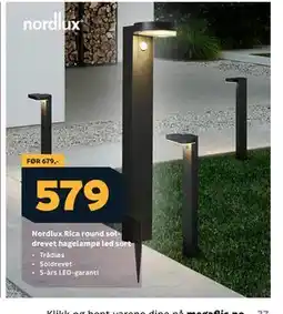 Megaflis Nordlux Rica round soldrevet hagelampe led sort tilbud