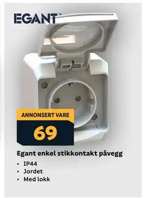 Megaflis Egant enkel stikkontakt påvegg tilbud