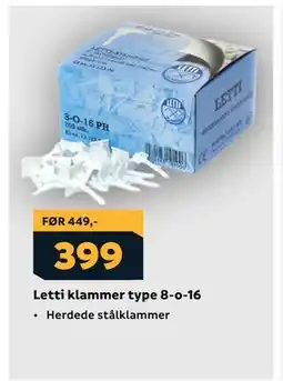 Megaflis Letti klammer type 8-o-16 tilbud