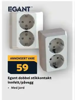 Megaflis Egant dobbel stikkontakt innfelt/påvegg tilbud