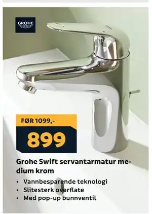 Megaflis Grohe Swift servantarmatur medium krom tilbud