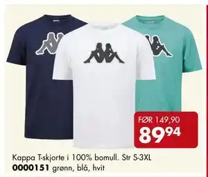 Sparkjøp Kappa T-skjorte i 100% bomull. Str S-3XL tilbud