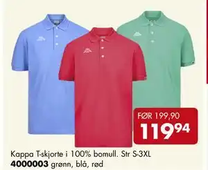 Sparkjøp Kappa T-skjorte i 100% bomull. Str S-3XL tilbud