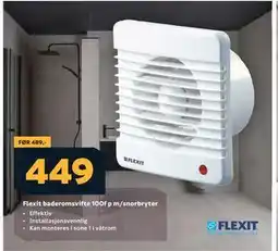 Megaflis Flexit baderomsvifte 100f p m/snorbryter tilbud