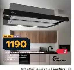 Megaflis Thermex York III Standard kjøkkenhette sort tilbud
