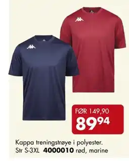 Sparkjøp Kappa treningstrøye i polyester. Str S-3XL tilbud