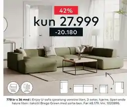 Skeidar Enjoy U-sofa tilbud