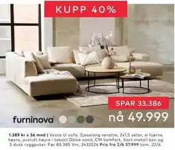 Skeidar Vesta U-sofa tilbud