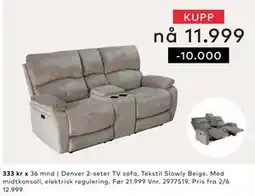 Skeidar Denver 2-seter TV sofa tilbud