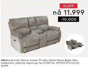 Skeidar Denver 2-seter TV sofa tilbud