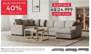 Skeidar Modern Living U-sofa tilbud