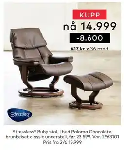 Skeidar Stressless Ruby stol tilbud