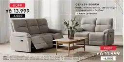 Skeidar Denver 3-seter recliner elektrisk tilbud