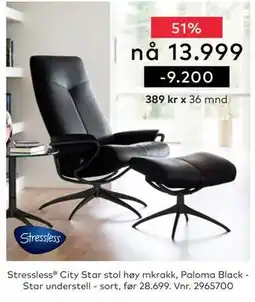Skeidar Stressless City Star stol høy mkrakk tilbud