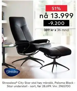 Skeidar Stressless City Star stol høy mkrakk tilbud