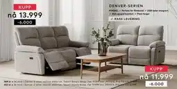 Skeidar Denver 2-seter recliner elektrisk tilbud