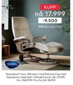 Skeidar Stressless View (M) stol tilbud