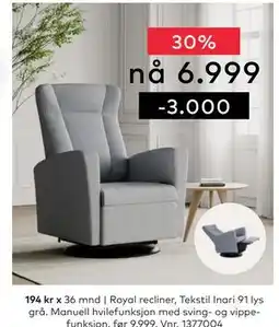 Skeidar Royal recliner tilbud