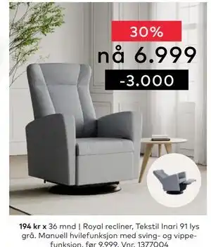 Skeidar Royal recliner tilbud