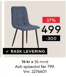 Skeidar Asti spisestol tilbud