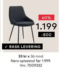 Skeidar Nero spisestol tilbud