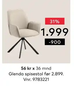 Skeidar Glenda spisestol tilbud