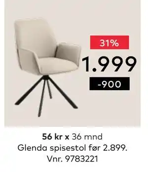 Skeidar Glenda spisestol tilbud
