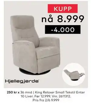 Skeidar King Relaxer Small Tekstil Enter 10 Liver tilbud