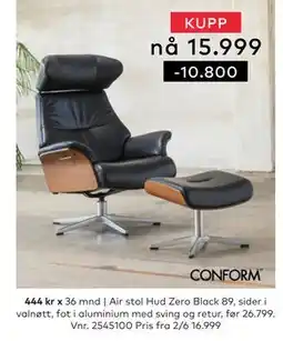 Skeidar Air stol Hud Zero Black 89 tilbud