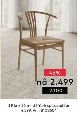 Skeidar York spisestol tilbud