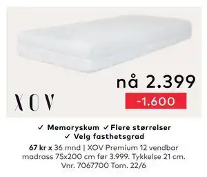 Skeidar XOV Premium 12 vendbar madrass tilbud