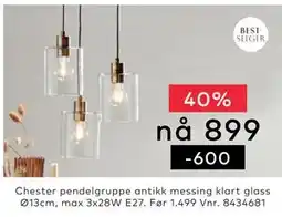 Skeidar Chester pendelgruppe tilbud