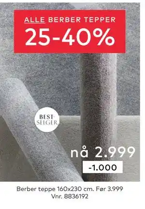 Skeidar Berber teppe tilbud