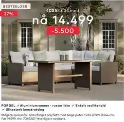 Skeidar Mågerø spisesofa tilbud