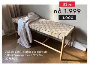 Skeidar Aspen benk tilbud